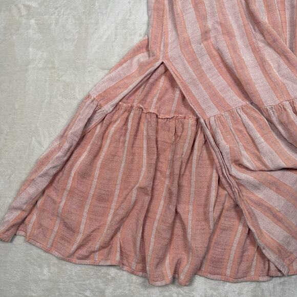 L Space Melody Dress Midi Strapless Tiered Cutout Pink Stripe Women's Size Small - Picture 7 of 9